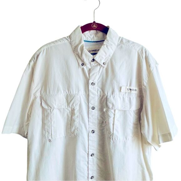 Magellan Men's White Vented Fishing Shirt Size Medium 4 0440 - Picture 5 of 8